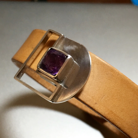 紫水晶皮手環 /方圓之間 第3張的照片