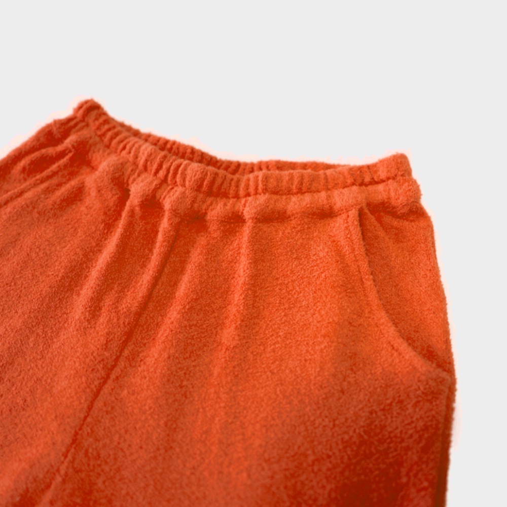 ラウンジスタイル　ストレッチ両面パイル　ホームウエアすっきりシルエットパンツ  オレンジ色