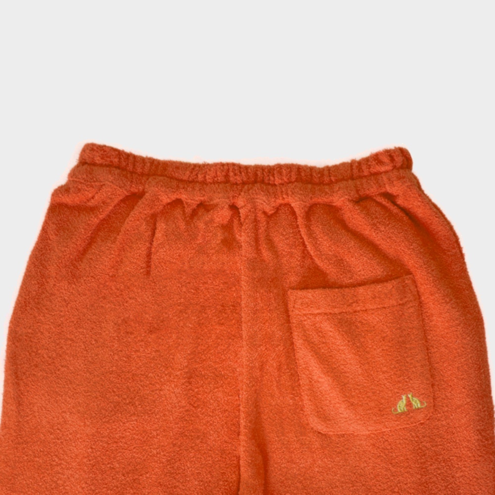 ラウンジスタイル　ストレッチ両面パイル　ホームウエアすっきりシルエットパンツ  オレンジ色