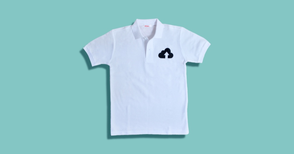 CLOUD UP グラフィック刺繍入りポロシャツ　白　SSサイズ レディース メンズ