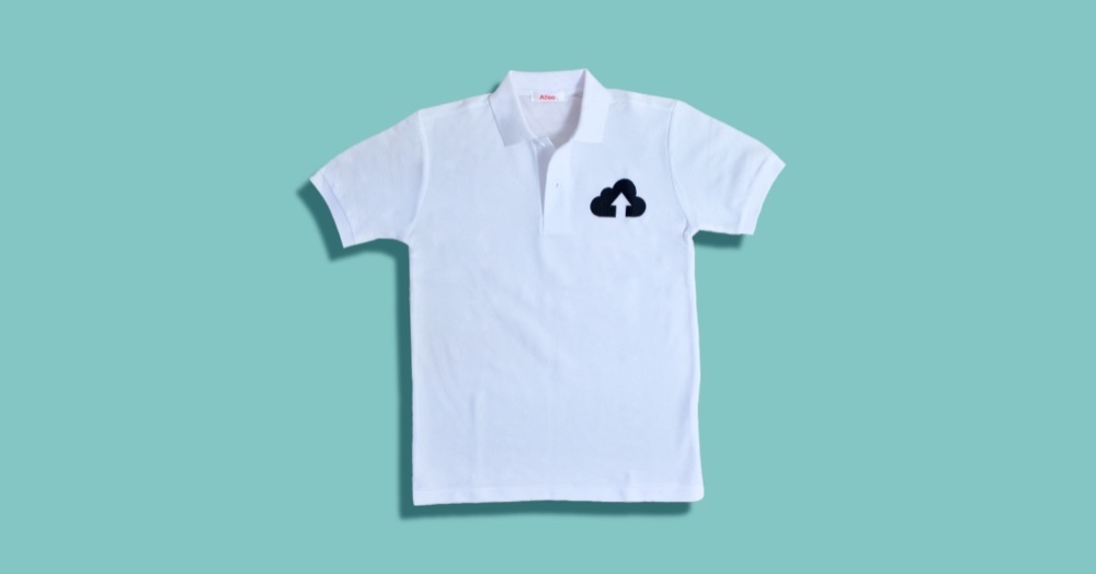 CLOUD UP グラフィック刺繍入り ポロシャツ　白　Mサイズ レディース メンズ