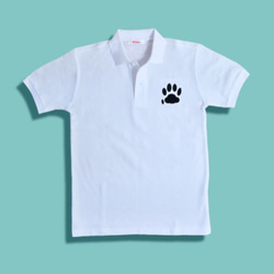 CAT PAD 肉球グラフィック刺繍入り ポロシャツ　白　SSサイズ レディース メンズ 1枚目の画像