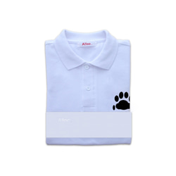 CAT PAD 肉球グラフィック刺繍入り ポロシャツ　白　SSサイズ レディース メンズ 3枚目の画像