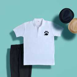CAT PAD 肉球グラフィック刺繍入り ポロシャツ　白　SSサイズ レディース メンズ 4枚目の画像
