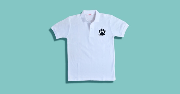 CAT PAD 肉球グラフィック刺繍入り ポロシャツ　白　Mサイズ レディース メンズ 1枚目の画像