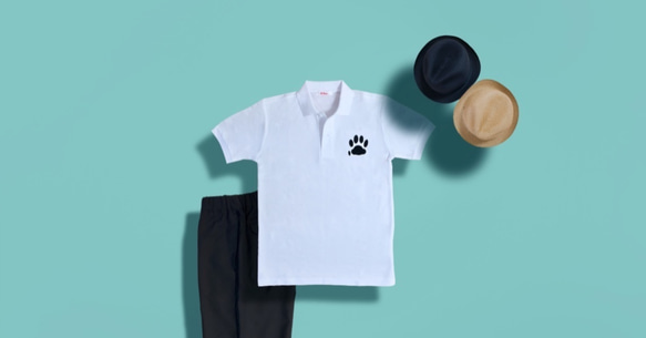 CAT PAD 肉球グラフィック刺繍入り ポロシャツ　白　Mサイズ レディース メンズ 4枚目の画像