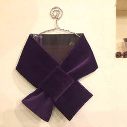銘仙×別珍の小さな襟巻き218(紫）ストール　プチマフラー　ネックウォーマー　 2枚目の画像