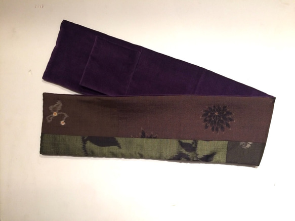 銘仙×別珍の小さな襟巻き218(紫）ストール　プチマフラー　ネックウォーマー　 4枚目の画像