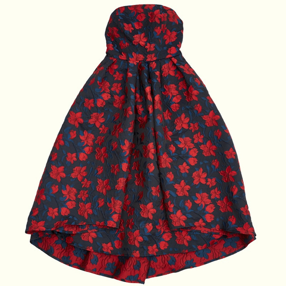 手工禮服・提花編織平口大紅玫瑰禮服 第10張的照片