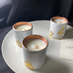 手作り大豆キャンドルカップ-白地にエナメル 4枚目の画像