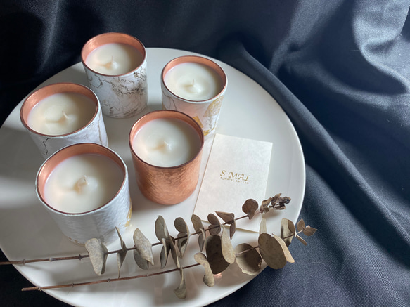 手作り大豆キャンドルカップ-白地にエナメル 5枚目の画像