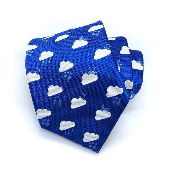 【送料込み】雲小紋柄天気ネクタイ オリジナルシルク/くもり/ロイヤルブルー 1枚目の画像
