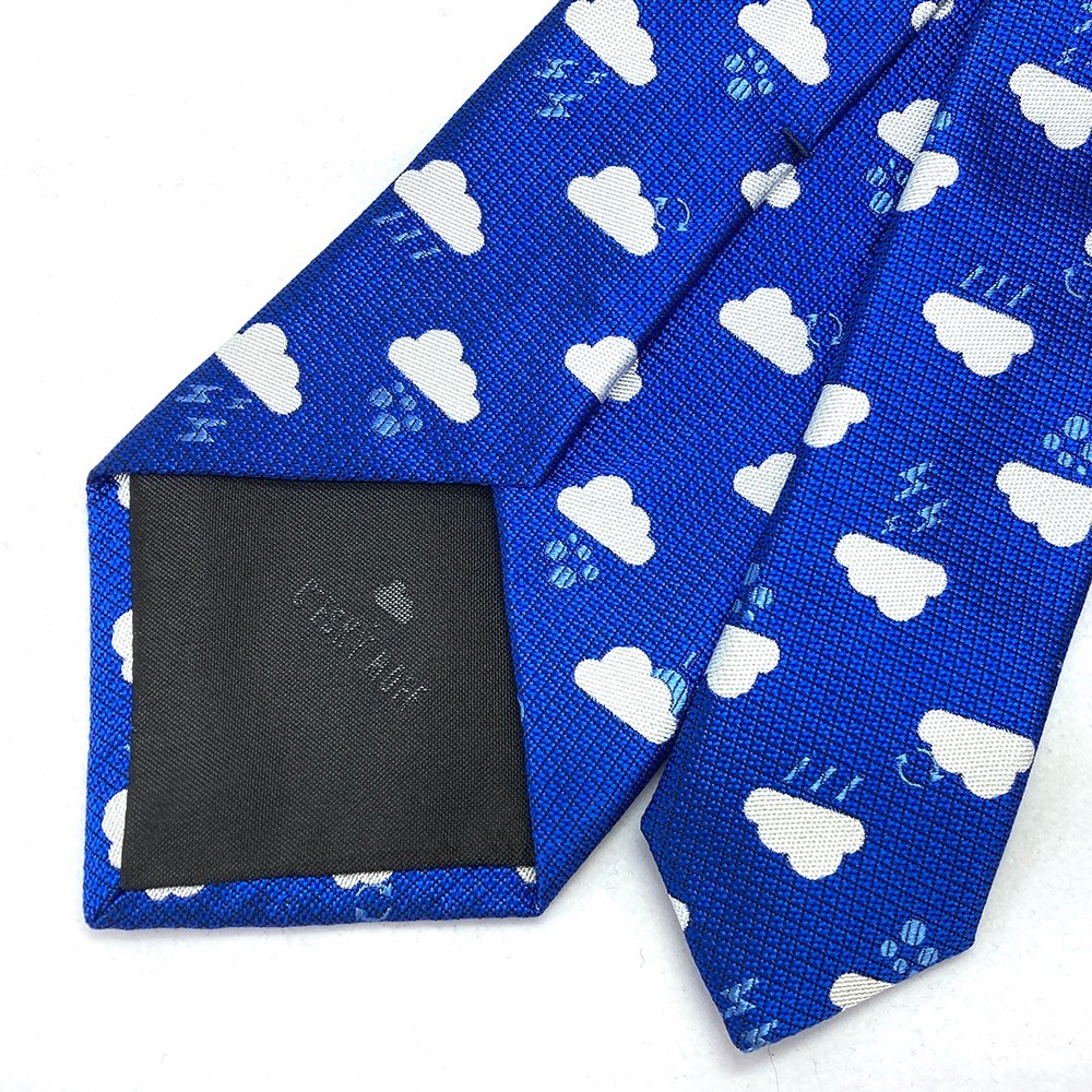 【送料込み】雲小紋柄天気ネクタイ オリジナルシルク/くもり/ロイヤルブルー