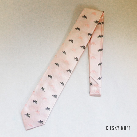 【含運費】細紋劍龍真絲領帶原創布料/淡粉紅色 第3張的照片