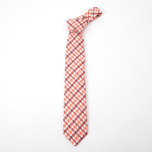 送料込み】デジタルドット千鳥柄ネクタイ 千鳥格子/オレンジ/赤