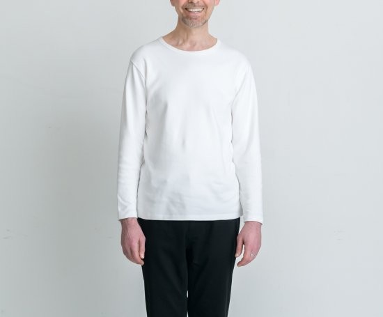 透けなく、気持ちいい。厚手長そでTシャツ 純日本産EIJI白Tシャツ  クルーネック オーガニックコット100％
