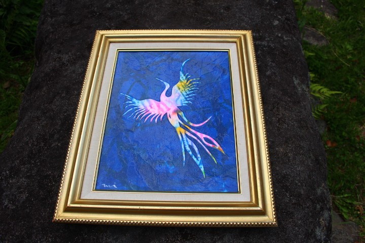 绘画「春の小川」アクリル絵/新品額縁 绘画「春の小川」アクリル絵/新品額縁