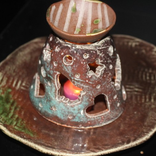 手作り陶器～アロマポット＆香炉 送料無料。 キャンドル・キャンドル