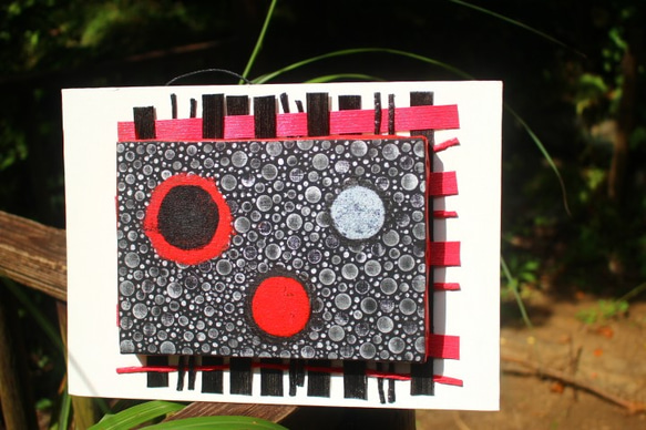 アクリル画～＜黒～赤～＞NO1　SMキャンバス＆手作りボード　　送料無料。 4枚目の画像