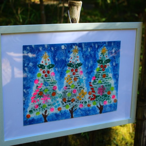 アクリル画 題名「クリスマスツリー」 アクリル絵の具で「クリスマスツリー」を描いてみた｜junya_art