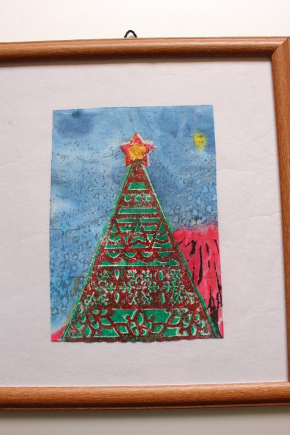 Creema限定 クリスマスツリー版画 色紙版サイズ作品 F 版画