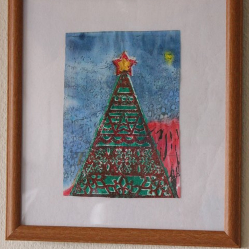 Creema限定 クリスマスツリー版画 色紙版サイズ作品 F 版画