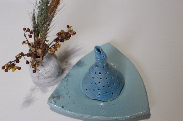 Ｃｒｅｅｍａ限定　手作り陶器のキャンドルライト作品A（トルコ青釉） 1枚目の画像