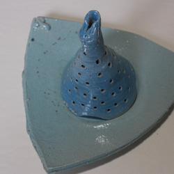 Ｃｒｅｅｍａ限定　手作り陶器のキャンドルライト作品A（トルコ青釉） 2枚目の画像