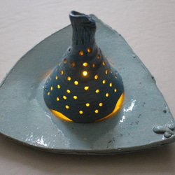 Ｃｒｅｅｍａ限定　手作り陶器のキャンドルライト作品A（トルコ青釉） 4枚目の画像