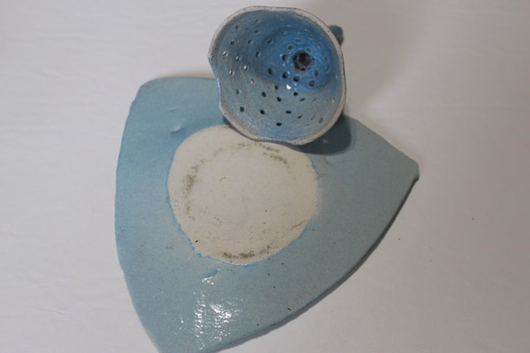 Ｃｒｅｅｍａ限定　手作り陶器のキャンドルライト作品A（トルコ青釉） 5枚目の画像