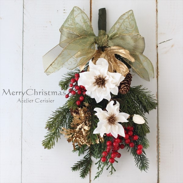 クリスマス スワッグ クリスマスローズ ＜アーティフィシャルフラワー