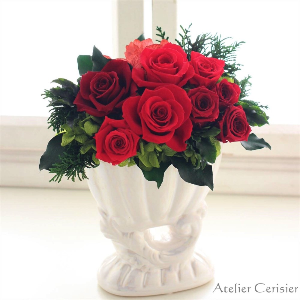 プリザーブドフラワー＜フォイユ＞赤 レッドローズ バラ ＃2【お祝い】還暦