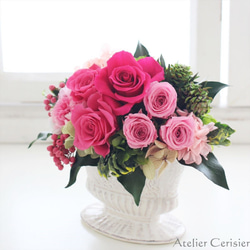 プリザーブドフラワー＜ララ＞マゼンタピンク アレンジメント ピンク バラ 【お祝い】母の日 2枚目の画像