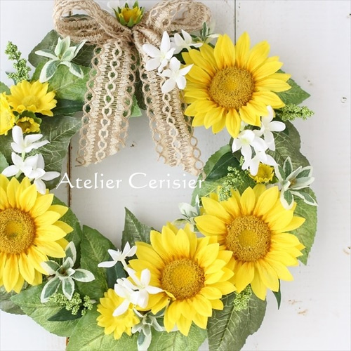 poko♡向日葵＆紫陽花　はフラワーリース 初売り初売り poko♡向日葵＆紫陽花 はフラワーリース フラワー