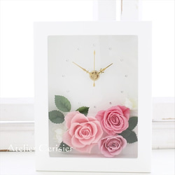花時計（ピンク）フラワークロック＜プリザーブドフラワー＞【母の日】 1枚目の画像