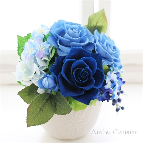 プリザーブドフラワーアレンジメント ブルーローズ 青い薔薇