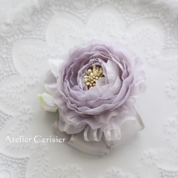 ソフトライラック ラナンキュラス コサージュ＜薄紫色＞ Sサイズ＃59 2枚目の画像