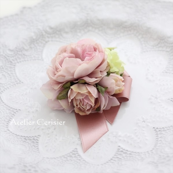 アンティークピンク ガーデンローズ コサージュ＜モーブピンク＞#53 入学式 2枚目の画像