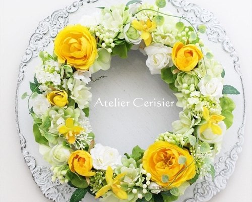 ラナンキュラス フラワーリース＜アーティフィシャルフラワー