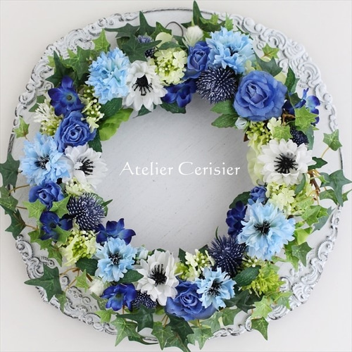 フラワー・リース Rii ホワイトフラワーリース(35cm) | 【公式】Michika Flower Design