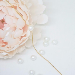 ライトコットンホワイトパールジュエリーネックレス16KGP非常にスリムな繊細な綿の真珠のネックレス 1枚目の画像
