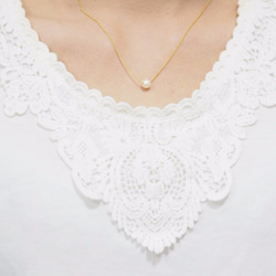 ライトコットンホワイトパールジュエリーネックレス16KGP非常にスリムな繊細な綿の真珠のネックレス 3枚目の画像