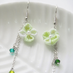 つまみ細工: 幸運四葉草耳環 Tsumami Zaiku: Clover Earrings 第2張的照片