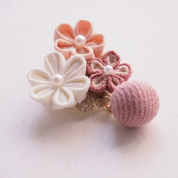 日本風の手作り布の花（MA-TSU-MI-透かし彫り）：甘くて優しい淡いピンクJihua韓国はピン/ブローチ/ブローチバックル（ 1枚目の画像