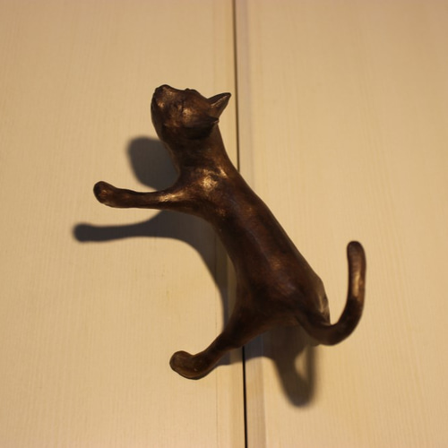 特注品　猫の取手/フック 猫 ねこ ネコ 扉 取っ手 フック 引き出し 振り返りタイプ 壁掛けラック