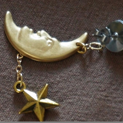 片耳ピアス☆彡 Crescent moon&star☆彡 2枚目の画像