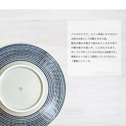 【web陶器市20％OFF】ボーダー柄「藍駒」8寸皿 3枚目の画像