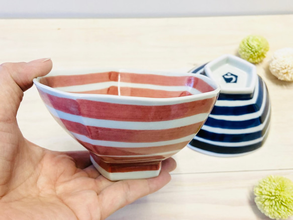 合格茶碗（五角茶碗）受験生応援茶碗　　赤のみ 2枚目の画像