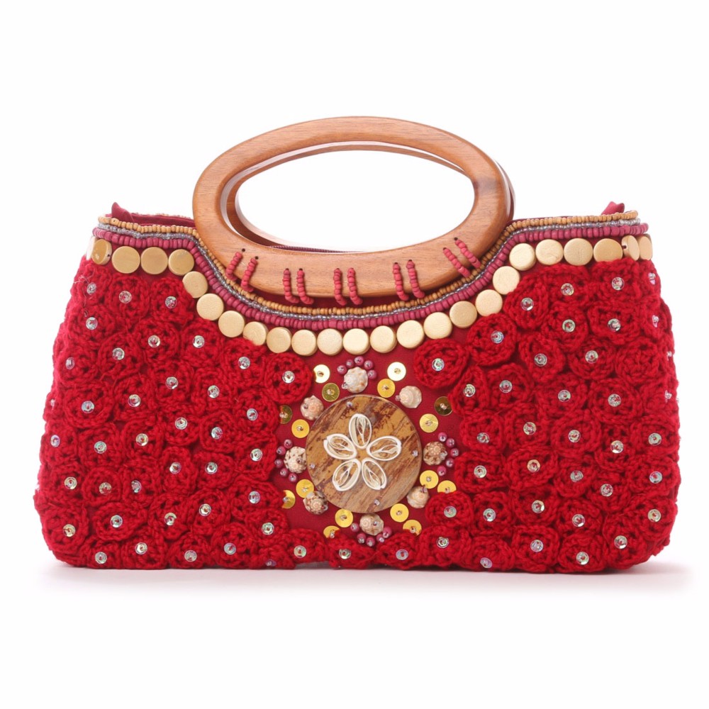 ニット  ウッドハンドル バッグ 5,887円