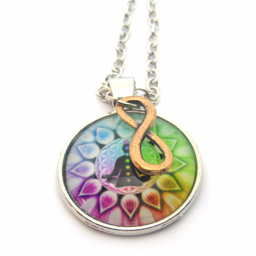 フラワーオブライフ・メビウスの輪 ネックレス（チャクラ図）（生命の